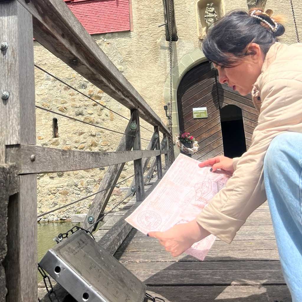 Abenteuer-Quest-Karte mit Schlossgelände und Stationen