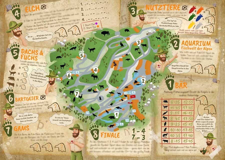 Medium level treasure hunt for families and school-age visitors
