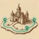 Station-based gameplay throughout the castle grounds